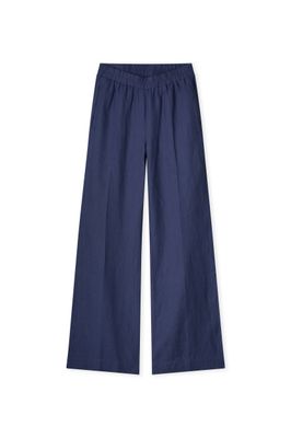 Kyra trousers solid linen Blauw