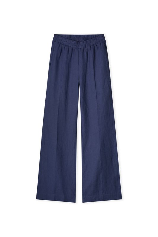 Kyra trousers solid linen Blauw