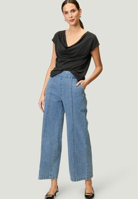 Zero Jersey top met waterval hals zwart