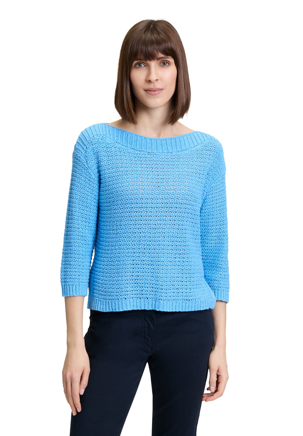 So Cosy fijn gebreide trui blauw