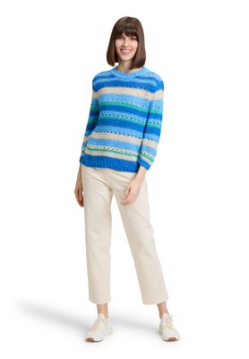So Cosy fijn gebreide trui blauw met strepen