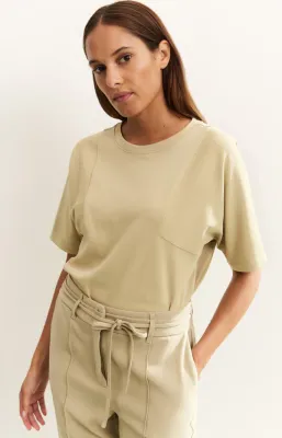 Yaya T-shirt van stevige stof met stikdetails