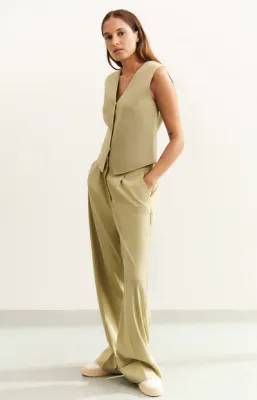 Yaya Fijngebreid gilet met V-hals Groen