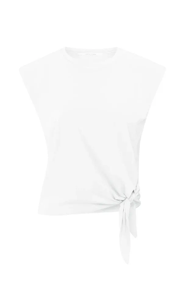 Yaya Mouwloze top met knoopdetail wit
