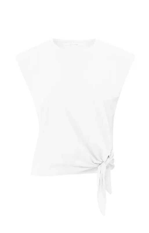 Yaya Mouwloze top met knoopdetail wit