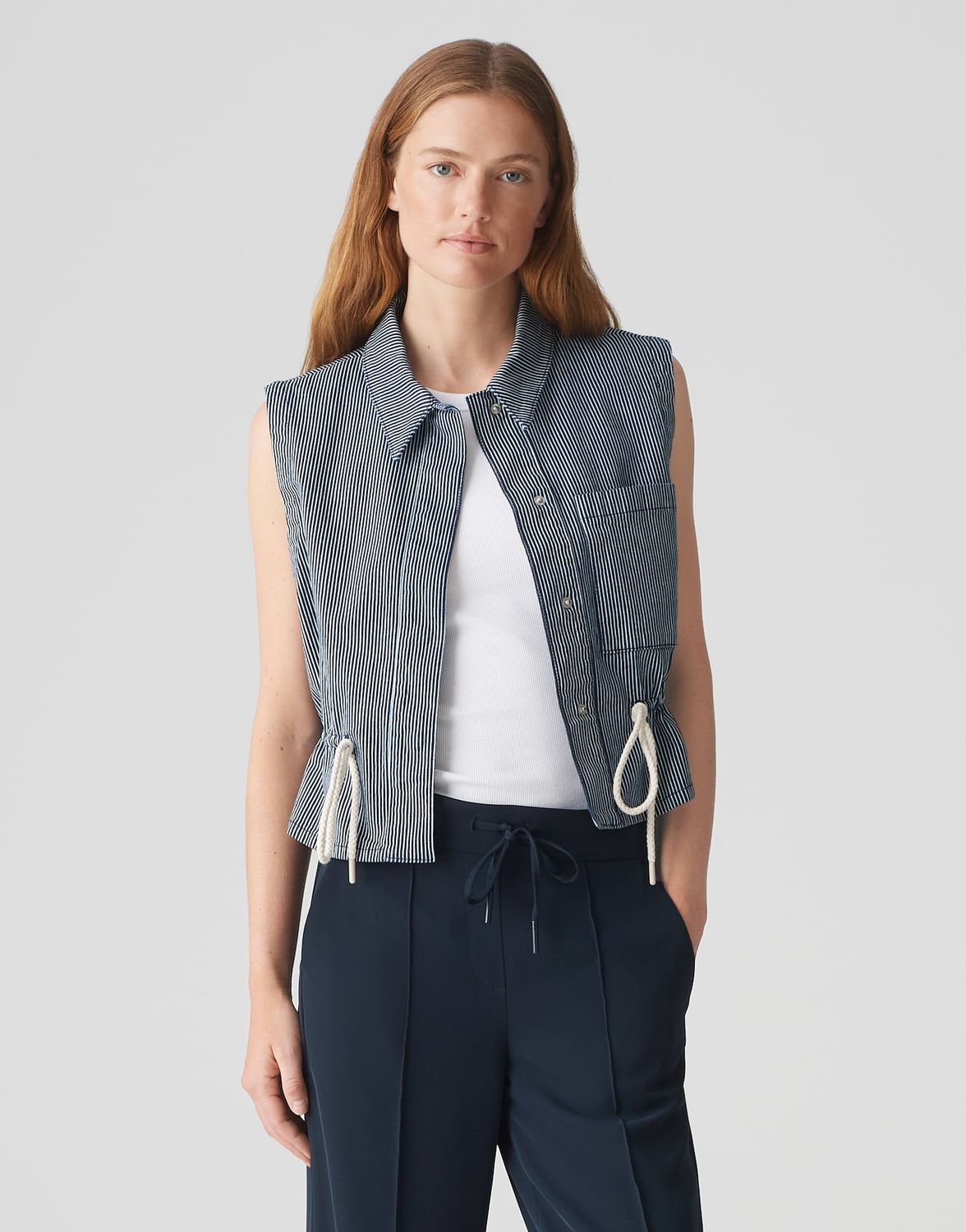 Opus gestreept gilet Walea Blauw