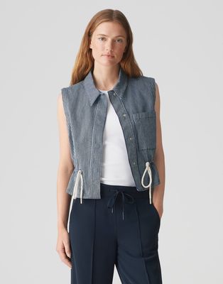 Opus gestreept gilet Walea Blauw