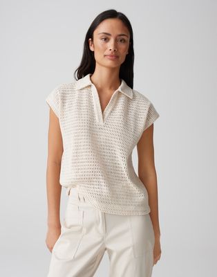Opus gehaakte polo Somona Beige