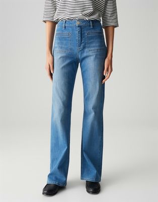 Opus uitlopende jeans Pants Melly fresh Blauw