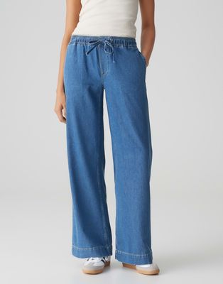 Opus wijde joggingbroek Miva palazzo french Blauw