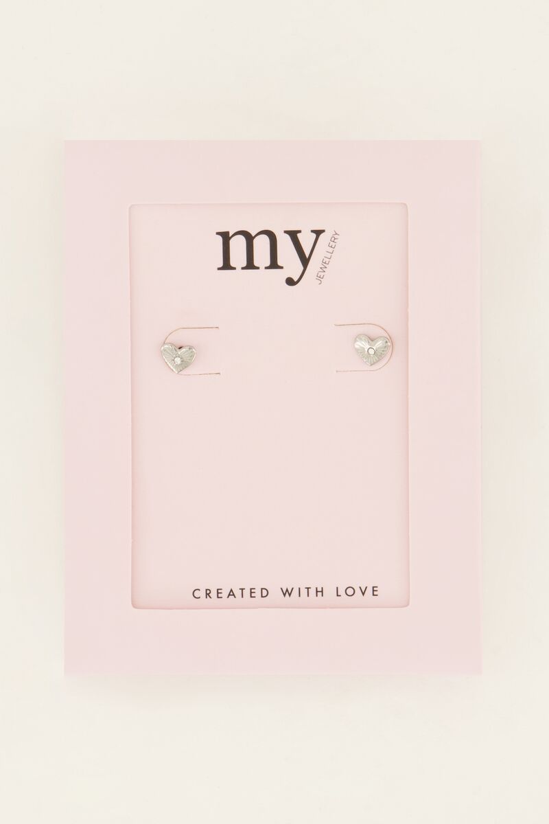 My Jewellery Studs heart stone Zilver