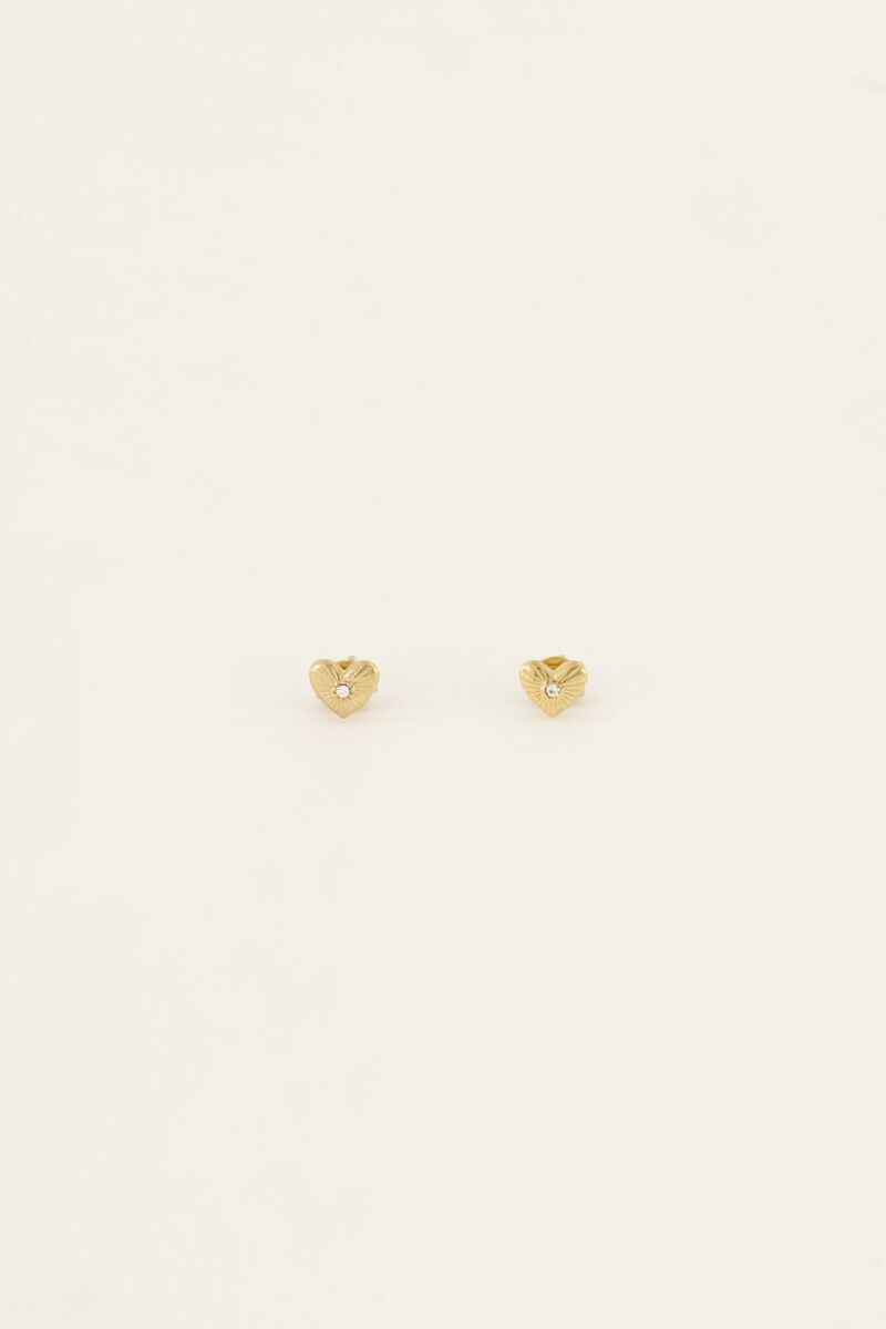 My Jewellery Studs heart stone Goud