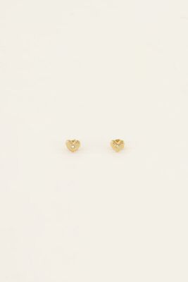 My Jewellery Studs heart stone Goud