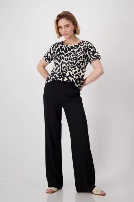 Monari T-Shirt Zwart Leopard