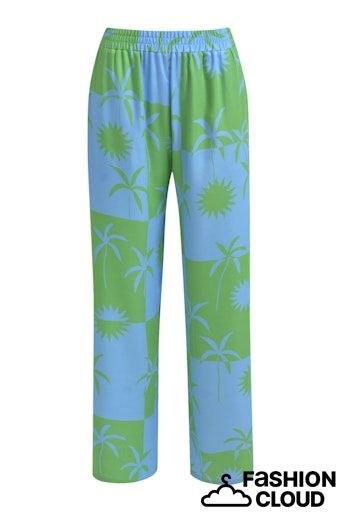 Milano Italy Wide Leg Broek Met Elastische Band Multi