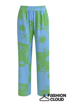 Milano Italy Wide Leg Broek Met Elastische Band Multi