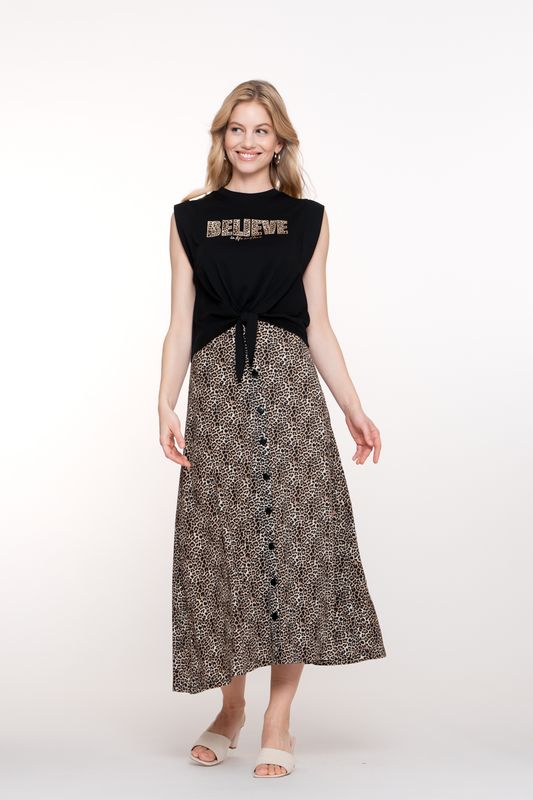 Geisha T-shirt Believe Animal Zwart