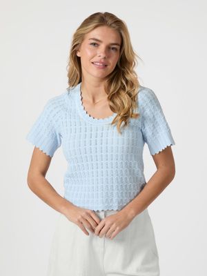 Neo Noir Meiko Solid Knit blouse Blauw