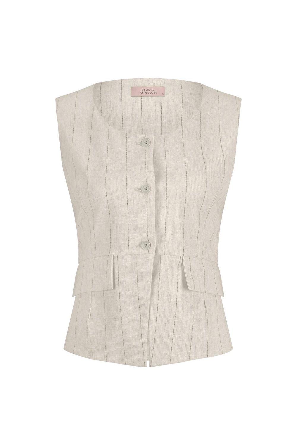Studio Anneloes Rebekka Pinstripe Gilet Ecru
