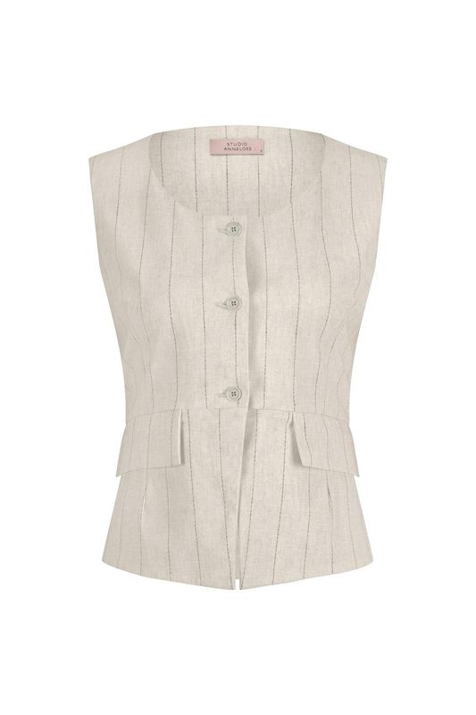 Studio Anneloes Rebekka Pinstripe Gilet Ecru