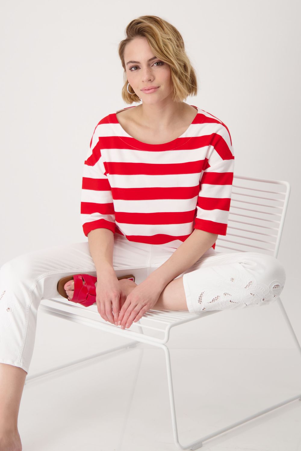 Monari Sweatshirt streep Rood
