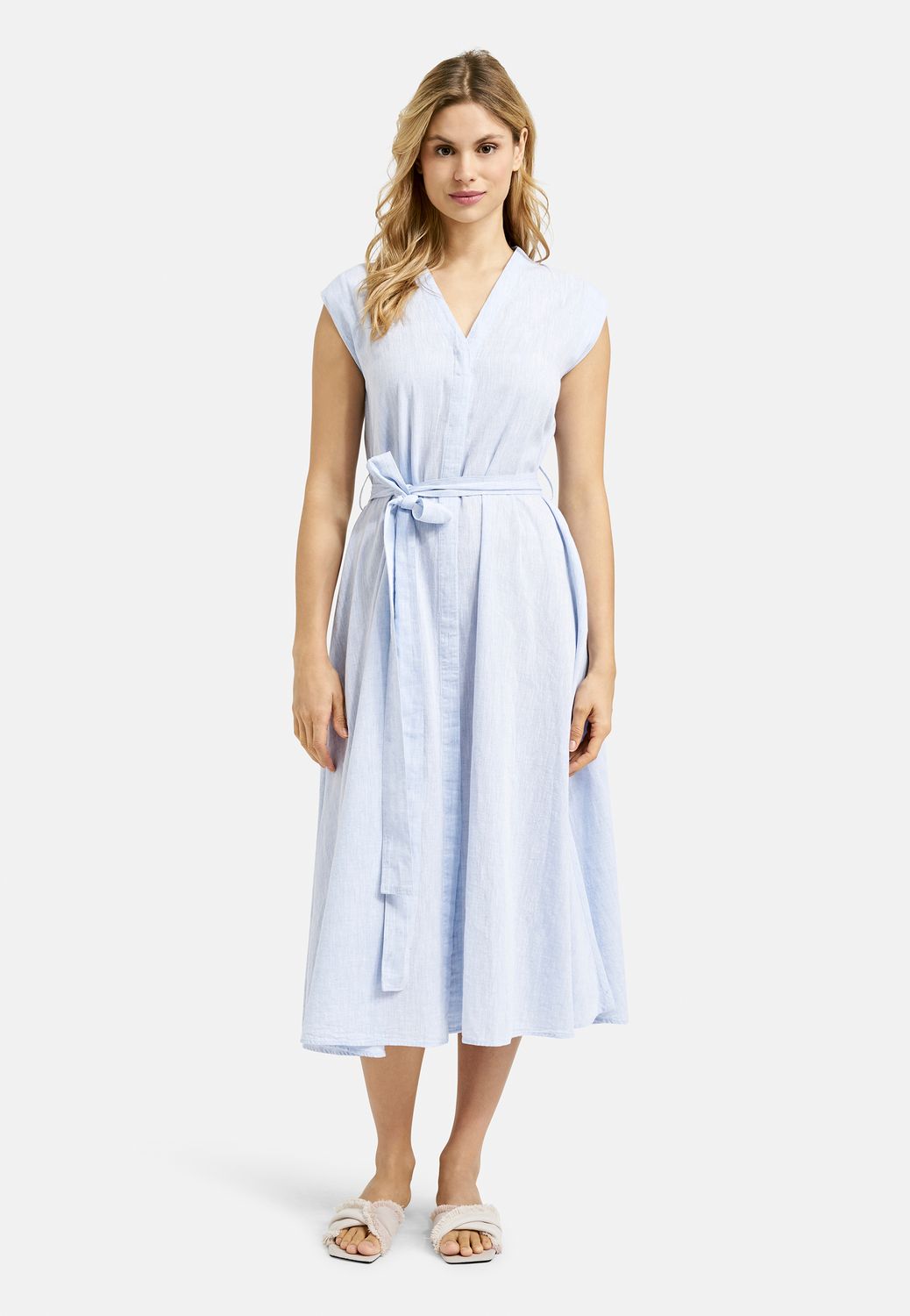 Milano Italy SLEEVELESS DRESS WITH BELT Blauw