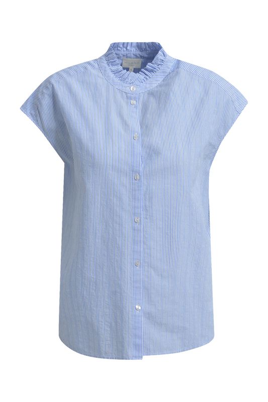 Milano Italy SLEEVELESS BLOUSE W RUFFLLE STAND U Blauw