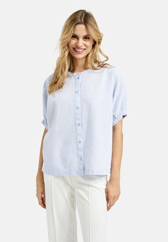 Milano Italy OVERSIZED BLOUSE W NECKPANEL AE PLA Blauw