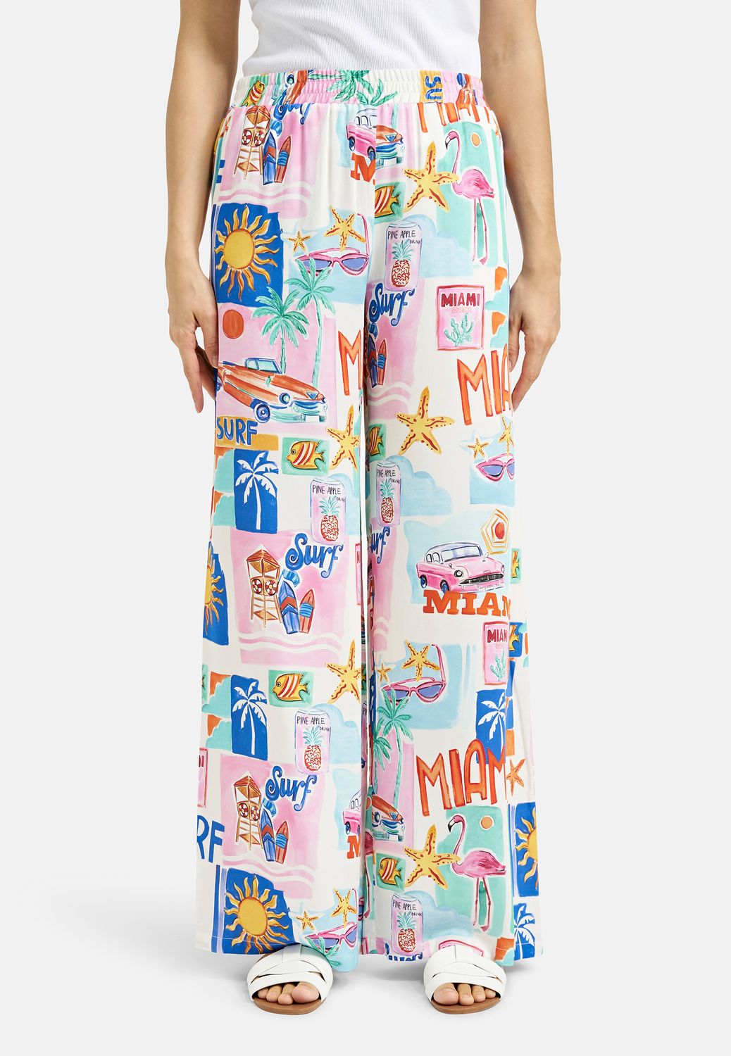 Milano Italy WIDELEG PANTS WITH ELASTIC WAIST Multi
