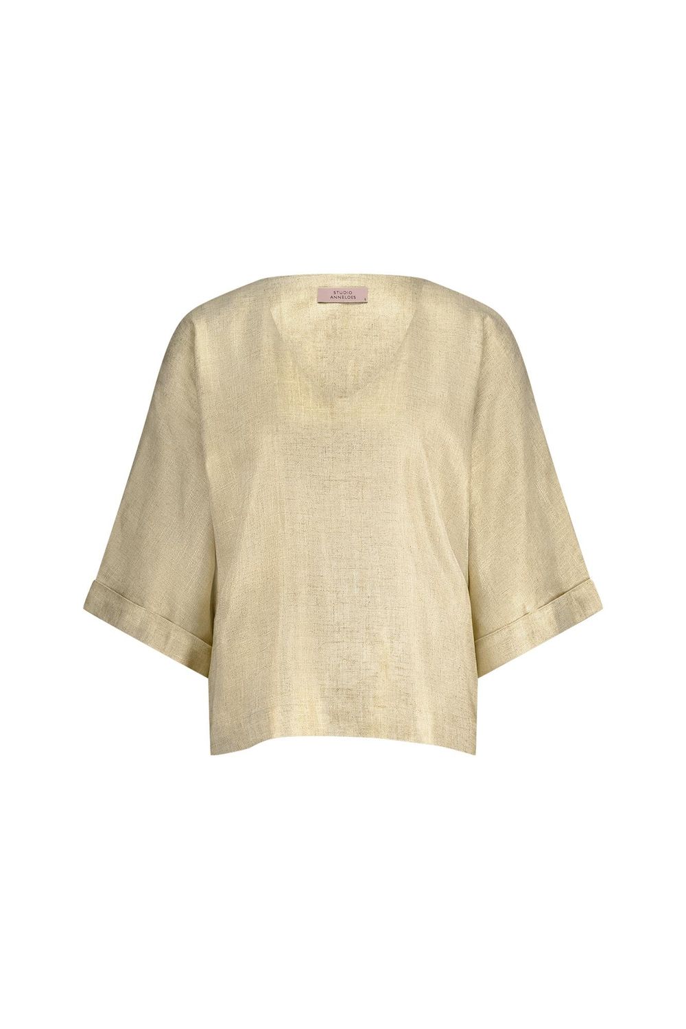 Studio Anneloes Madison gold linen top Ecru