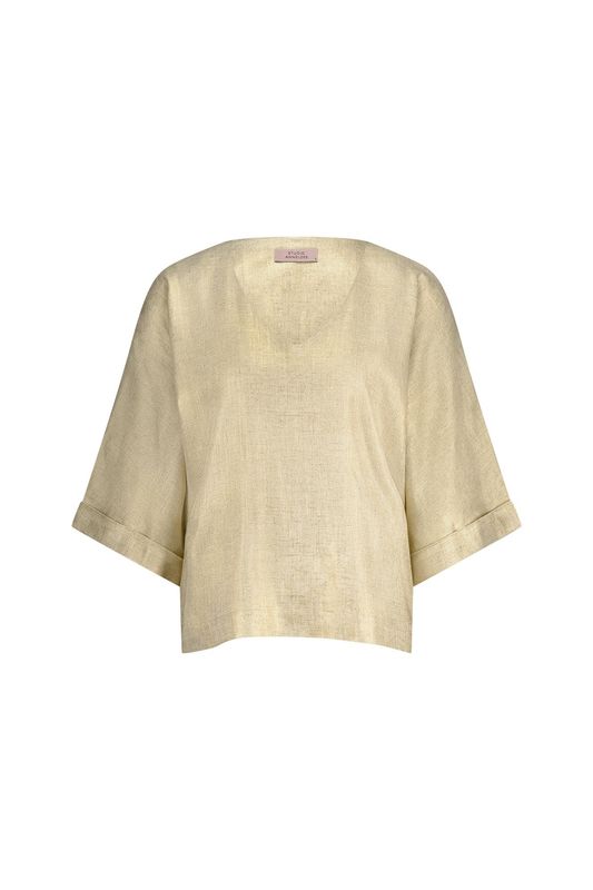 Studio Anneloes Madison gold linen top Ecru
