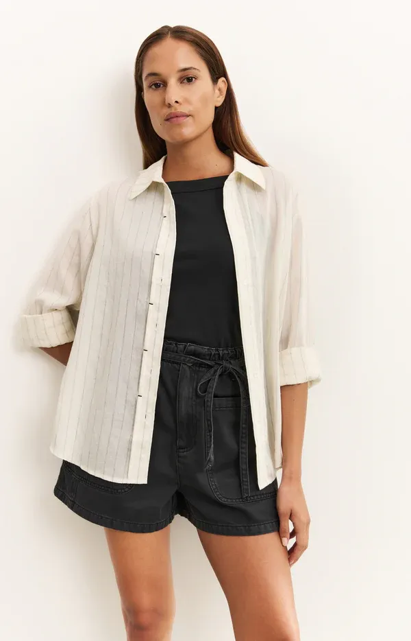 Yaya Gestreepte blouse met plooidetail en normale pasvorm