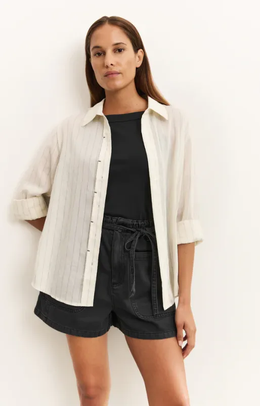 Yaya Gestreepte blouse met plooidetail en normale pasvorm