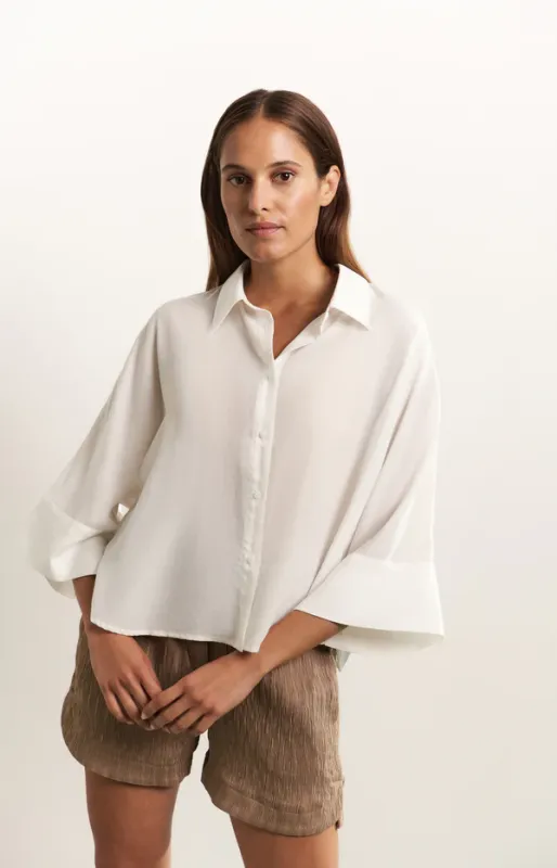 Yaya Korte blouse met wijde mouwen en losse pasvorm