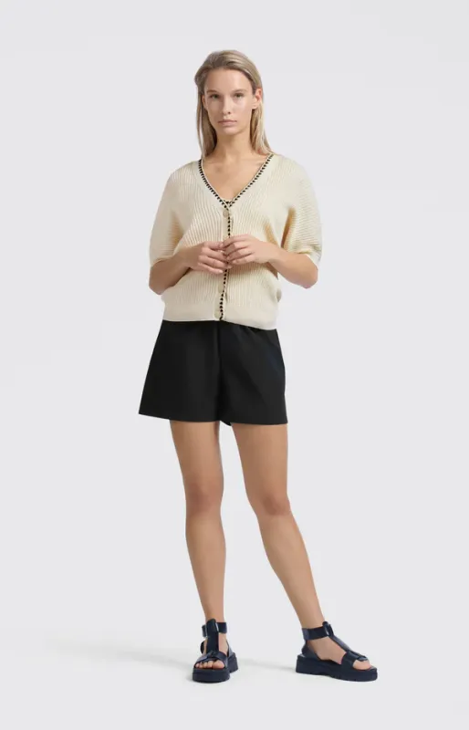 Yaya Luchtige short met elastische tailleband en ritszakken