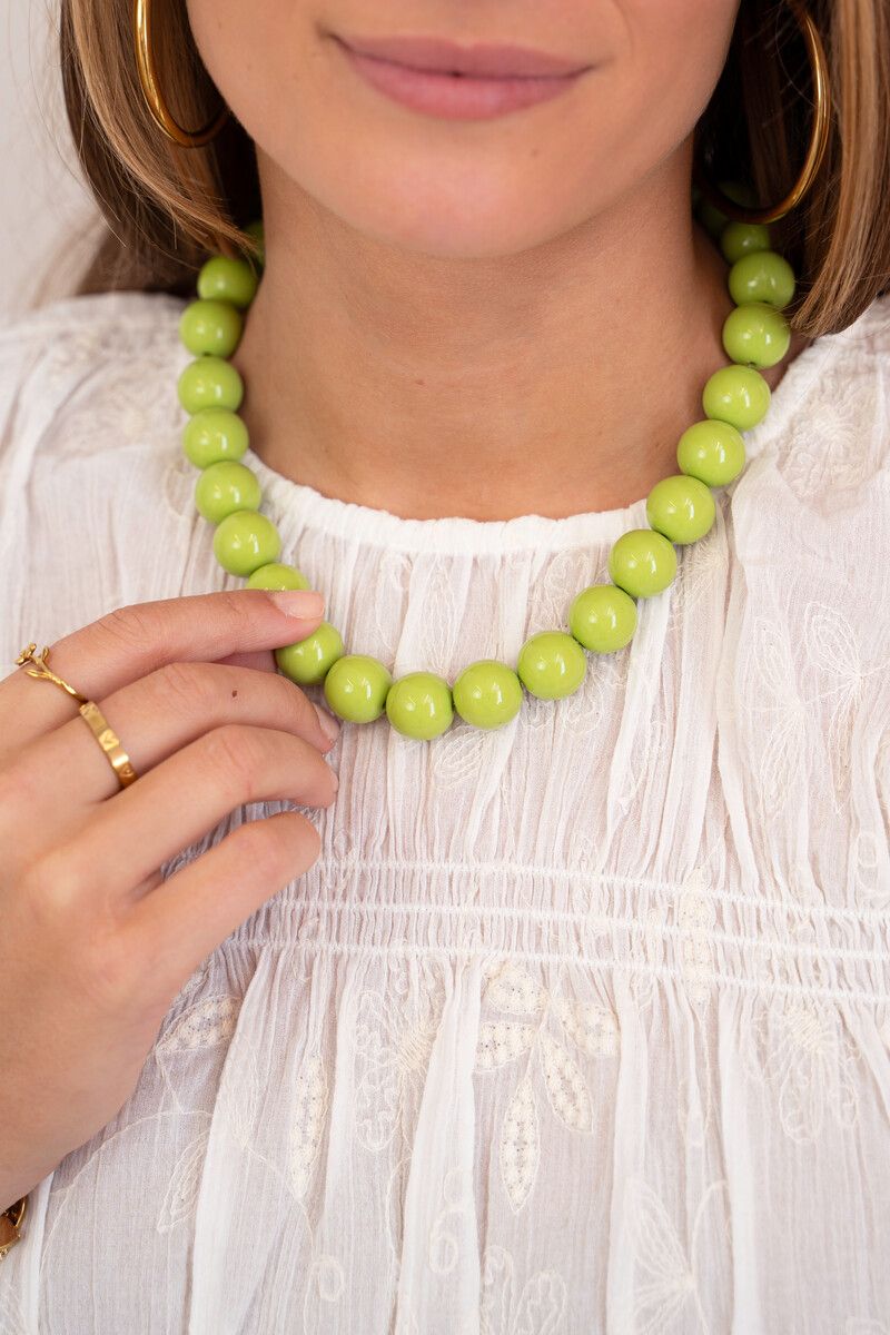 My Jewellery Groene ketting met grove kralen Groen