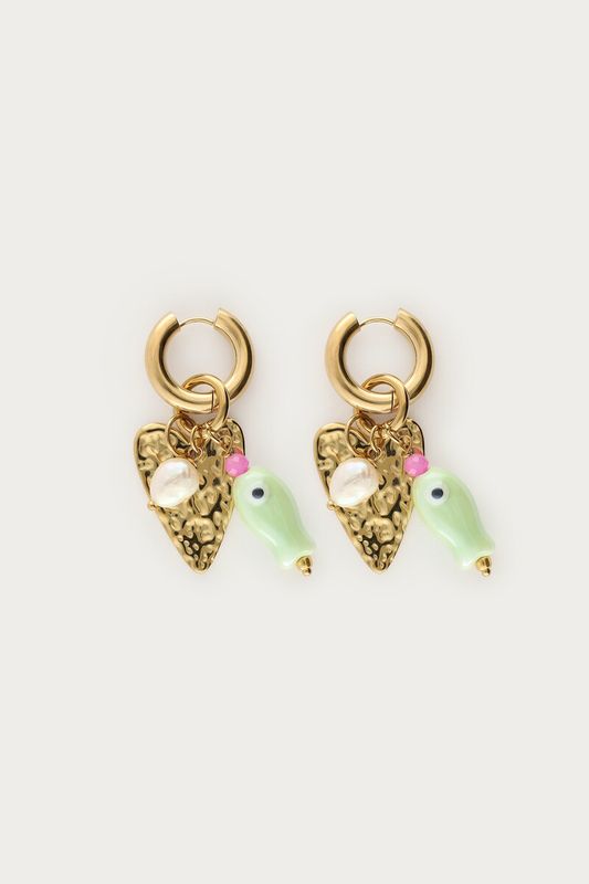 My Jewellery Earrings hoop heart fish Goud
