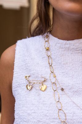 My Jewellery Pin broche hearts bow pearls gold