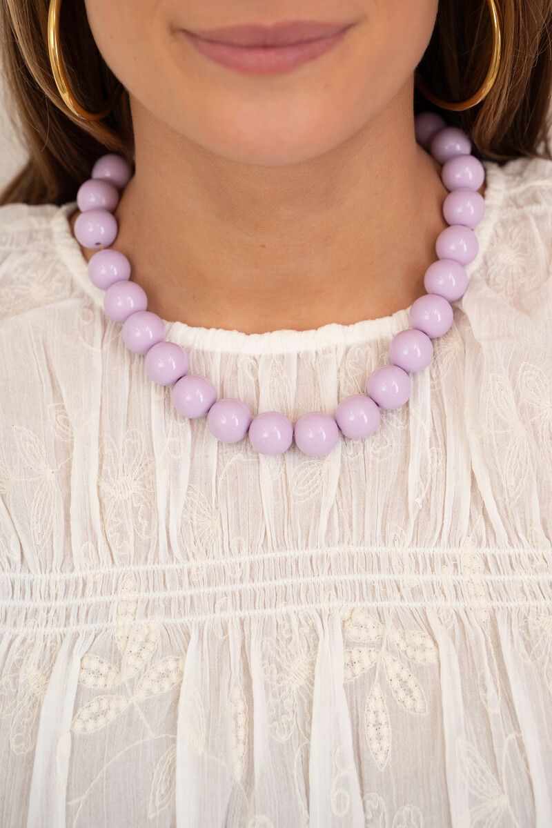 My Jewellery Necklace beads big lilac Goud