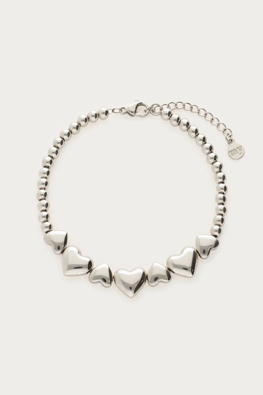 My Jewellery Bracelet steel beads hearts Zilver