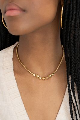 My Jewellery Necklace steel beads hearts Goud