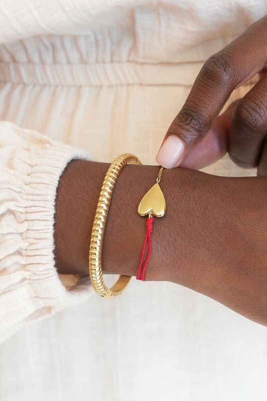 My Jewellery Minimalistische armband met rode touw en hartje goud