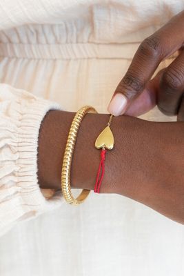 My Jewellery Minimalistische armband met rode touw en hartje goud