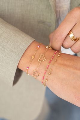My Jewellery dubbele armband met roze kralen &amp; bolletjes Goud