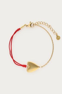 My Jewellery Minimalistische armband met rode touw en hartje goud