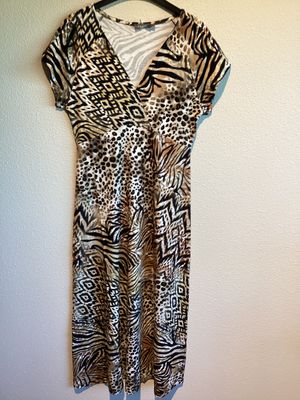 Geisha Dress v-neck sleeveless AOP Bruin