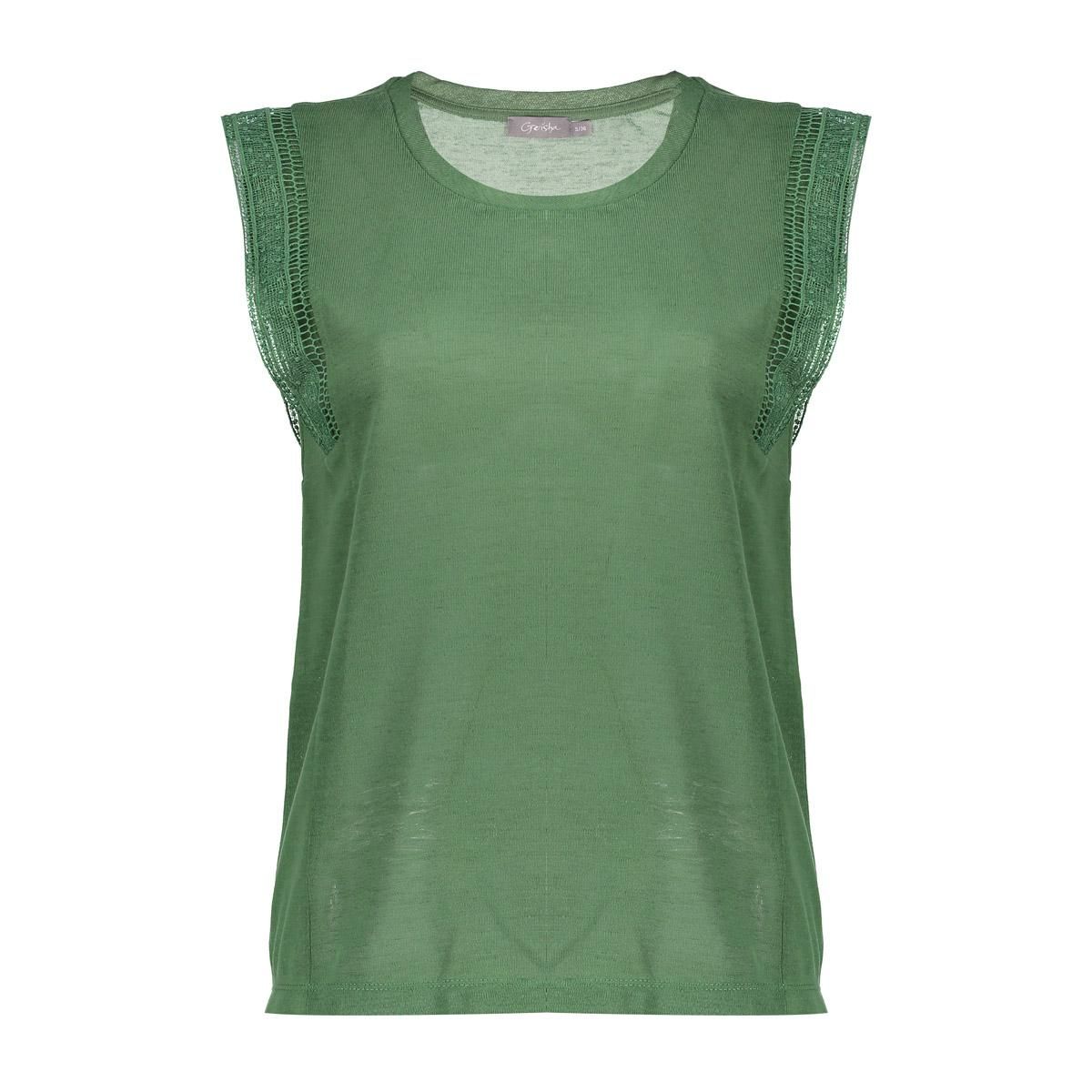 Geisha T-shirt linen look fringes Groen