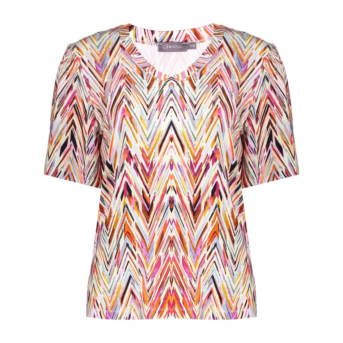 Geisha T-shirt v-neck jersey AOP Rood
