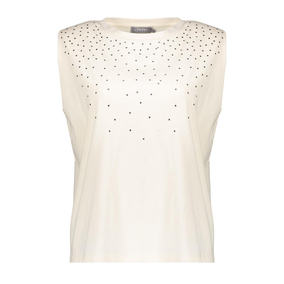 Geisha T-shirt with rhinestones Ecru