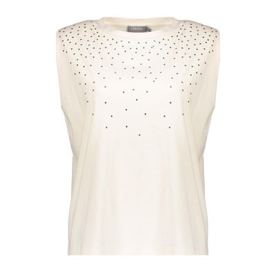 Geisha T-shirt with rhinestones Ecru